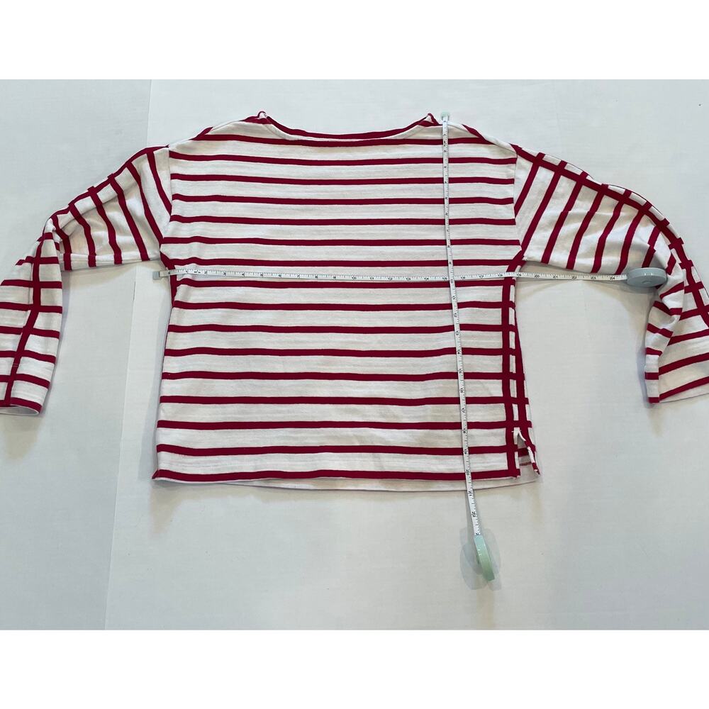 Ann Taylor LOFT Red Stripe Long Sleeve T-Shirt, Ribbon Detail, Minimalist, XS - Picture 10 of 13